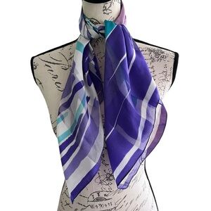 Elegant Purple and Blue Scarf, vintage 1980s